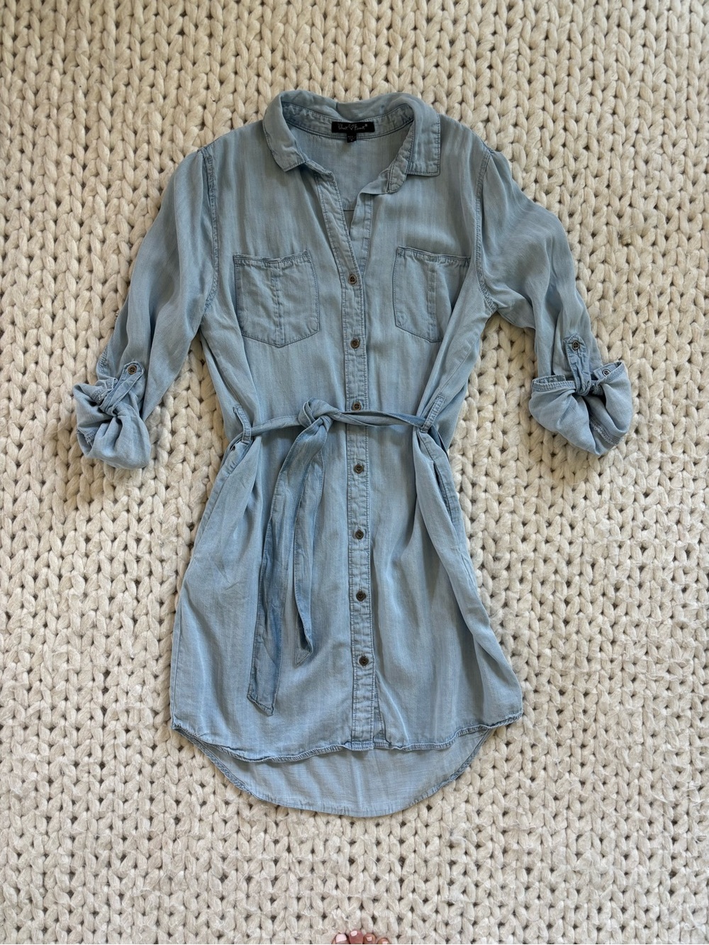 Blue Denim-Style Shirt Dress